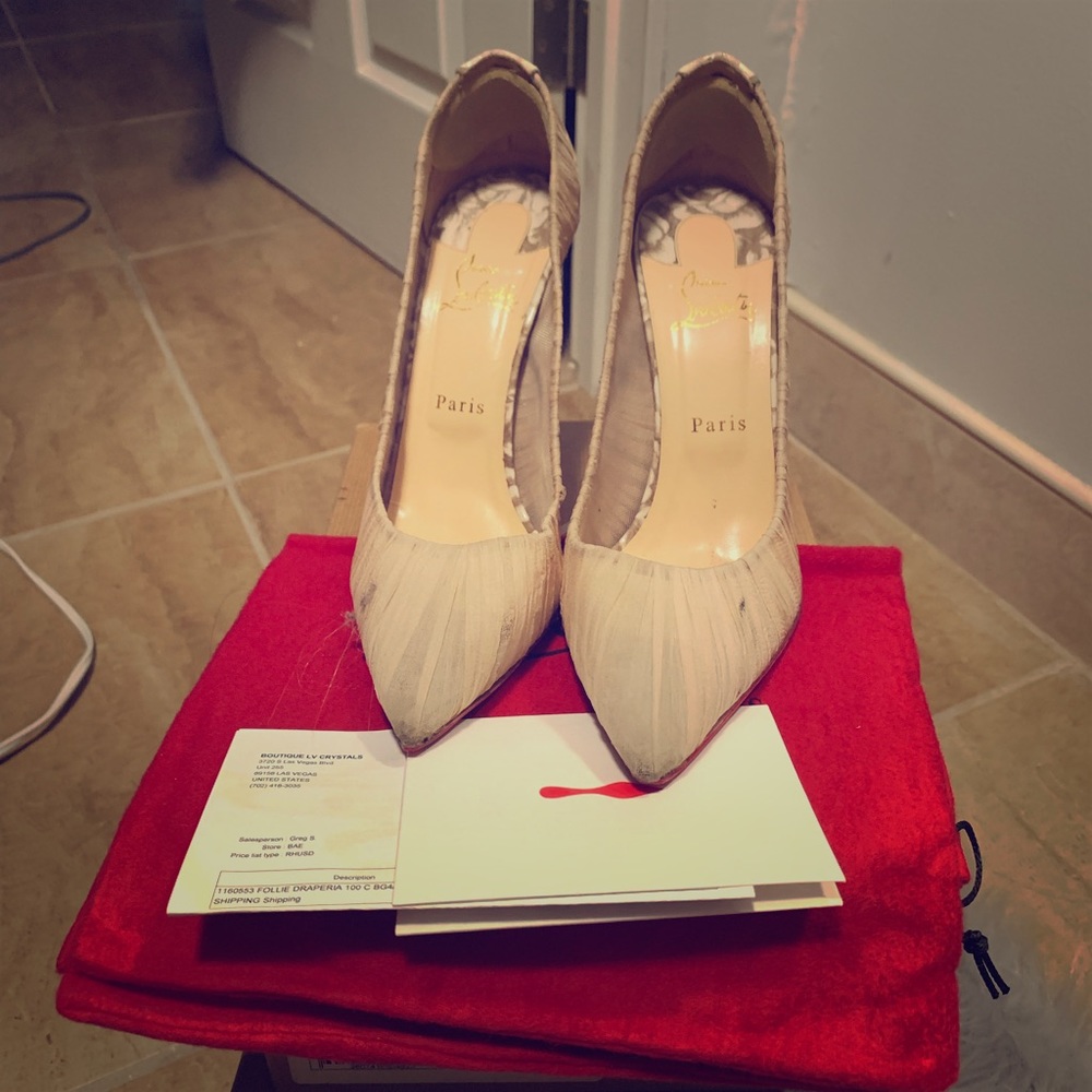 Christian Louboutin Beige Pigalle Follies Draperia